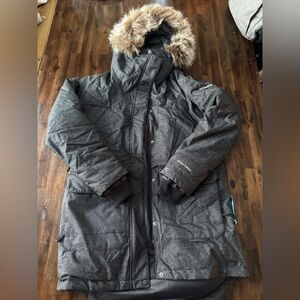 Columbia Charcoal Jacket with Faux Fur Trim